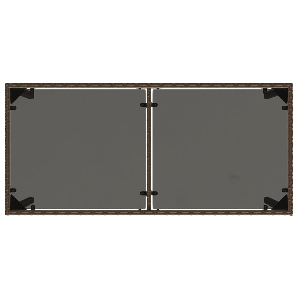 Tuintafel Met Glazen Blad 115X54X74 Cm Poly Rattan Bruin