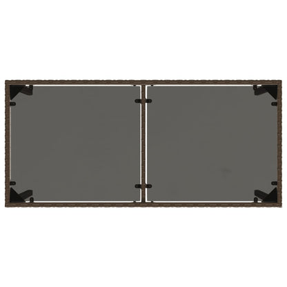 Tuintafel Met Glazen Blad 115X54X74 Cm Poly Rattan Bruin