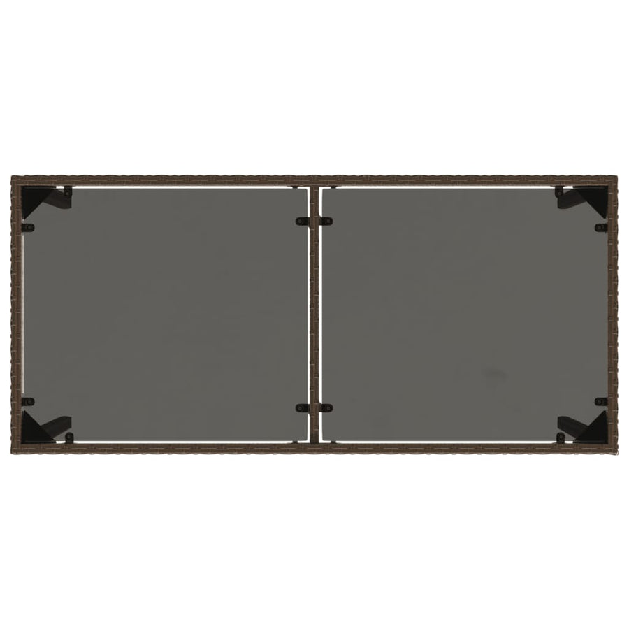 Tuintafel Met Glazen Blad 115X54X74 Cm Poly Rattan Bruin