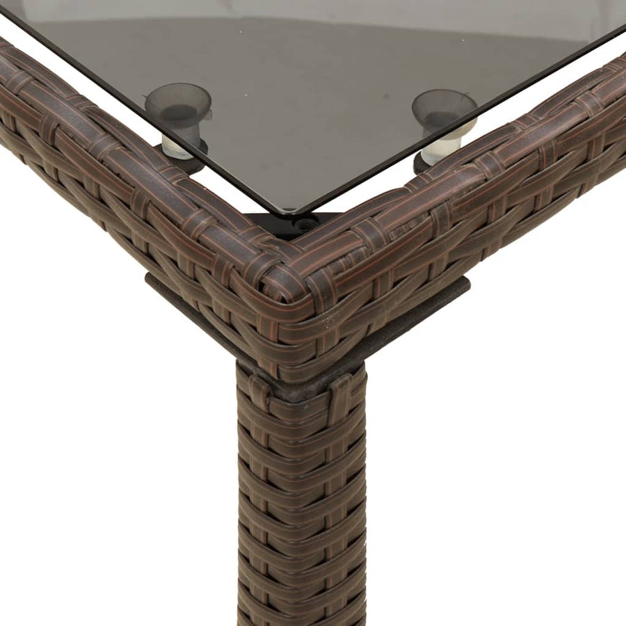 Tuintafel Met Glazen Blad 115X54X74 Cm Poly Rattan Bruin