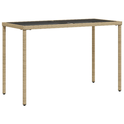 Tuintafel Met Glazen Blad 115X54X74 Cm Poly Rattan Beige
