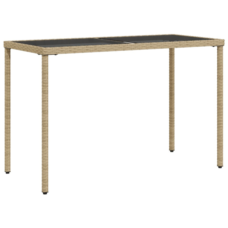 Tuintafel Met Glazen Blad 115X54X74 Cm Poly Rattan Beige