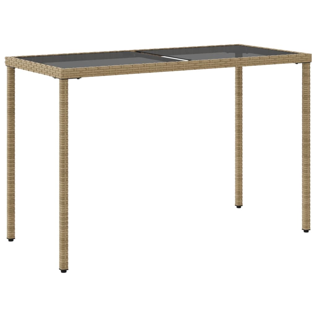 Tuintafel Met Glazen Blad 115X54X74 Cm Poly Rattan Beige