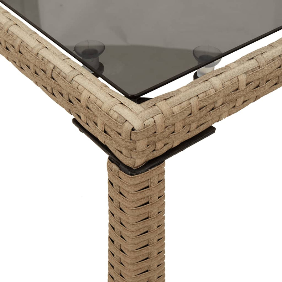 Tuintafel Met Glazen Blad 115X54X74 Cm Poly Rattan Beige