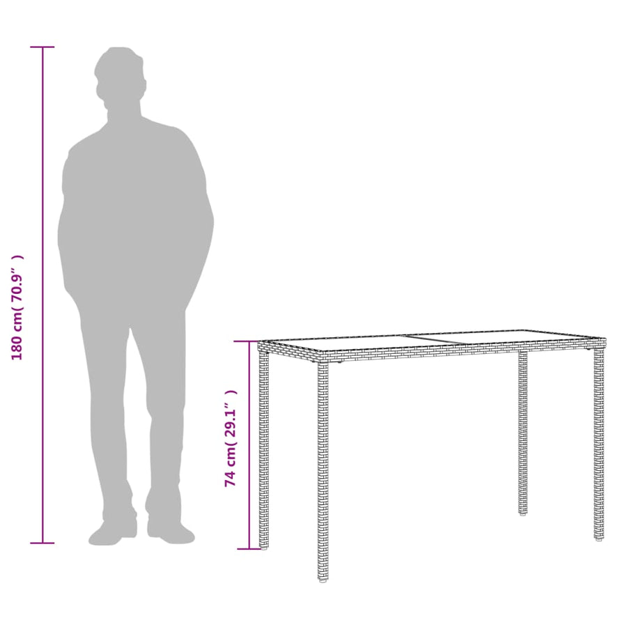 Tuintafel Met Glazen Blad 115X54X74 Cm Poly Rattan Beige