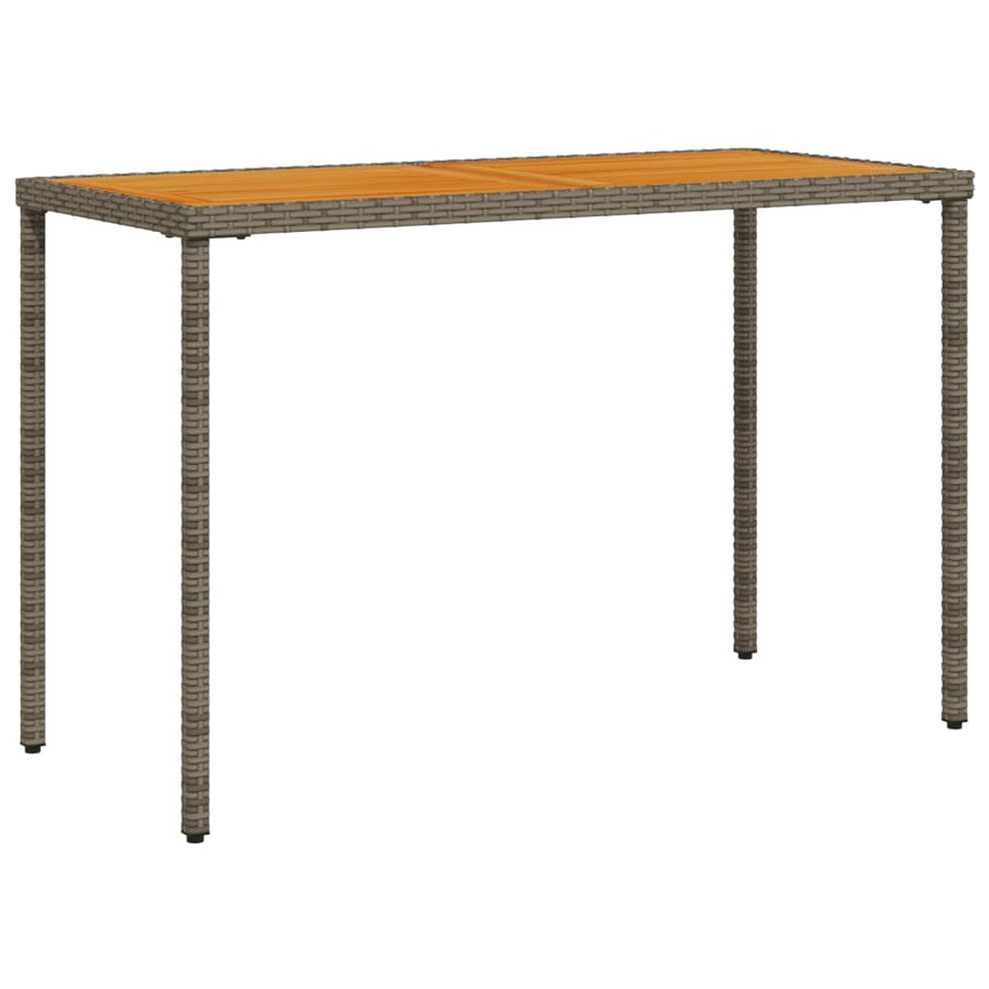 Tuintafel Met Acaciahouten Blad 115X54X74 Cm Poly Rattan Grijs