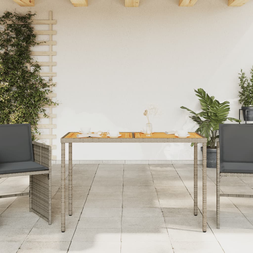 Tuintafel Met Acaciahouten Blad 115X54X74 Cm Poly Rattan Grijs