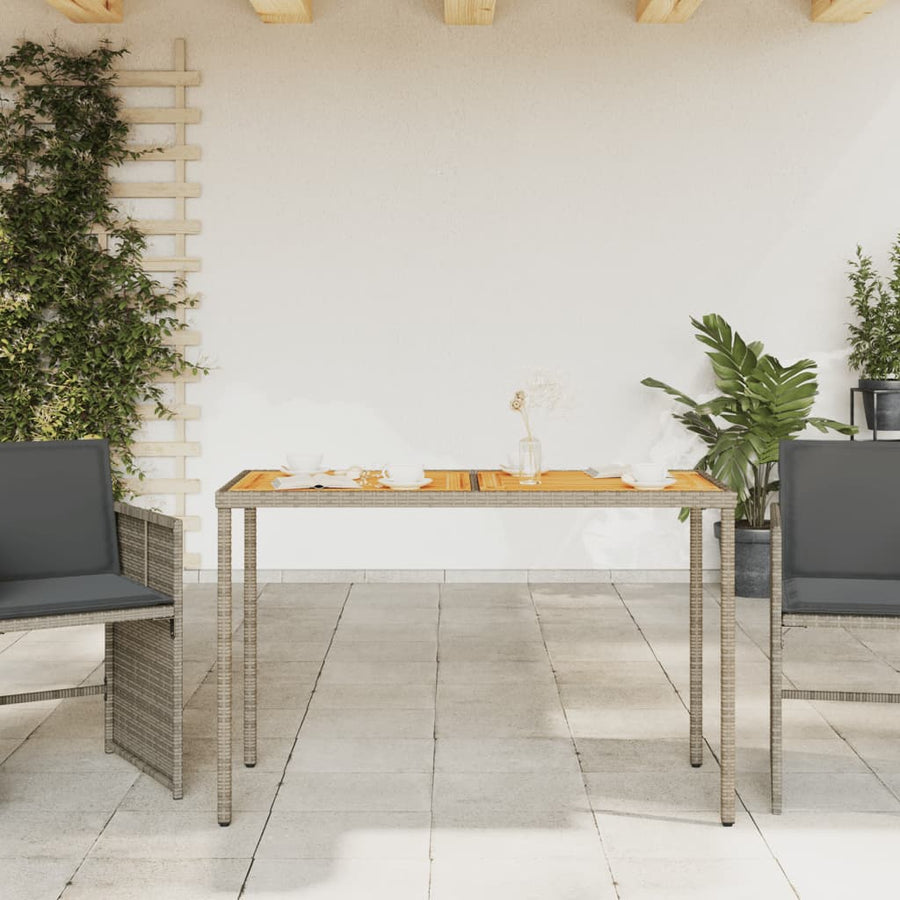 Tuintafel Met Acaciahouten Blad 115X54X74 Cm Poly Rattan Grijs