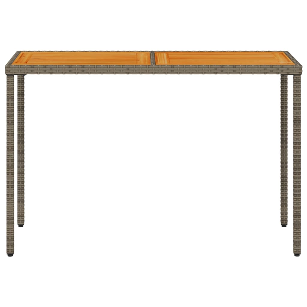 Tuintafel Met Acaciahouten Blad 115X54X74 Cm Poly Rattan Grijs