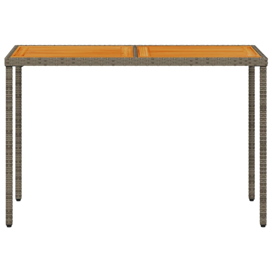 Tuintafel Met Acaciahouten Blad 115X54X74 Cm Poly Rattan Grijs