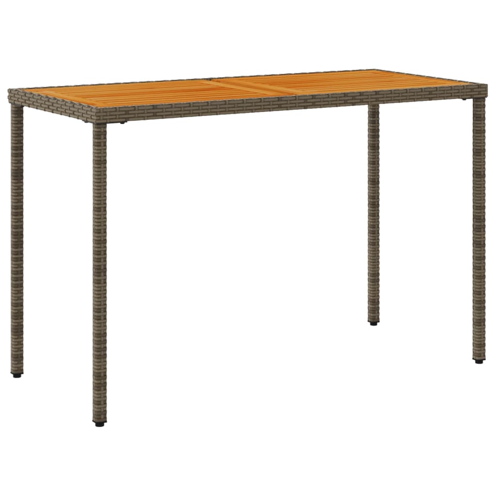 Tuintafel Met Acaciahouten Blad 115X54X74 Cm Poly Rattan Grijs