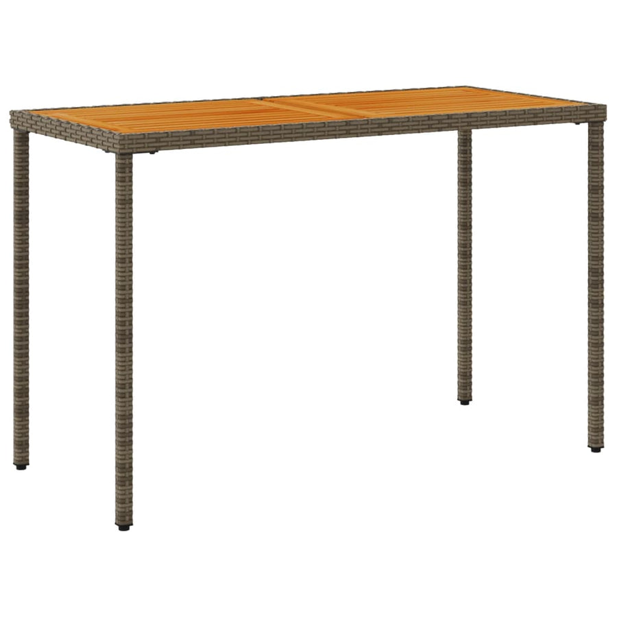 Tuintafel Met Acaciahouten Blad 115X54X74 Cm Poly Rattan Grijs