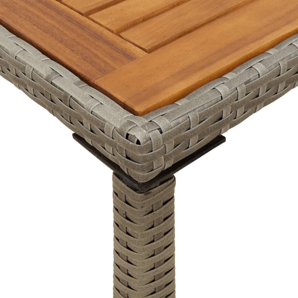 Tuintafel Met Acaciahouten Blad 115X54X74 Cm Poly Rattan Grijs
