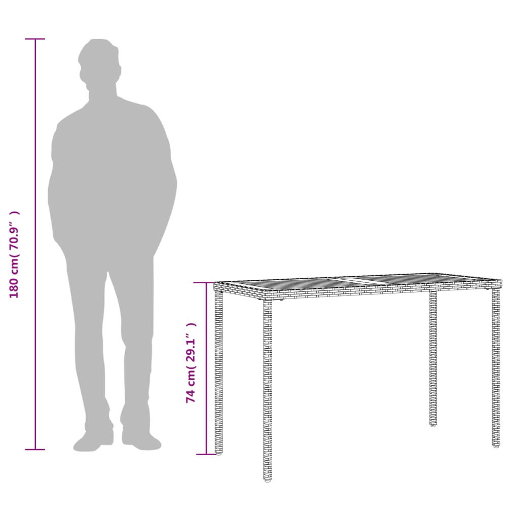 Tuintafel Met Acaciahouten Blad 115X54X74 Cm Poly Rattan Grijs