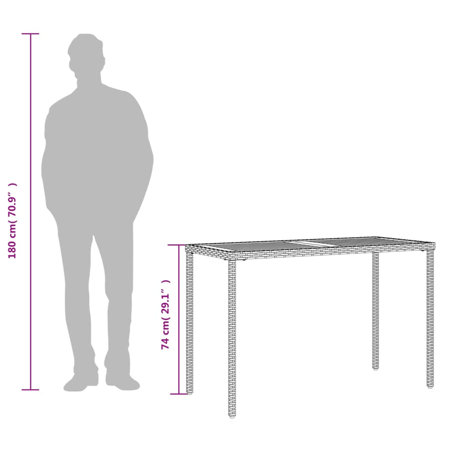 Tuintafel Met Acaciahouten Blad 115X54X74 Cm Poly Rattan Grijs