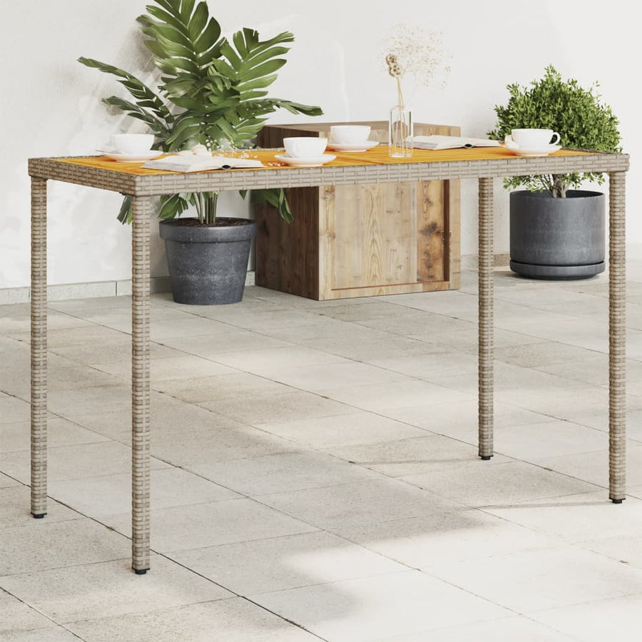 Tuintafel Met Acaciahouten Blad 115X54X74 Cm Poly Rattan Grijs