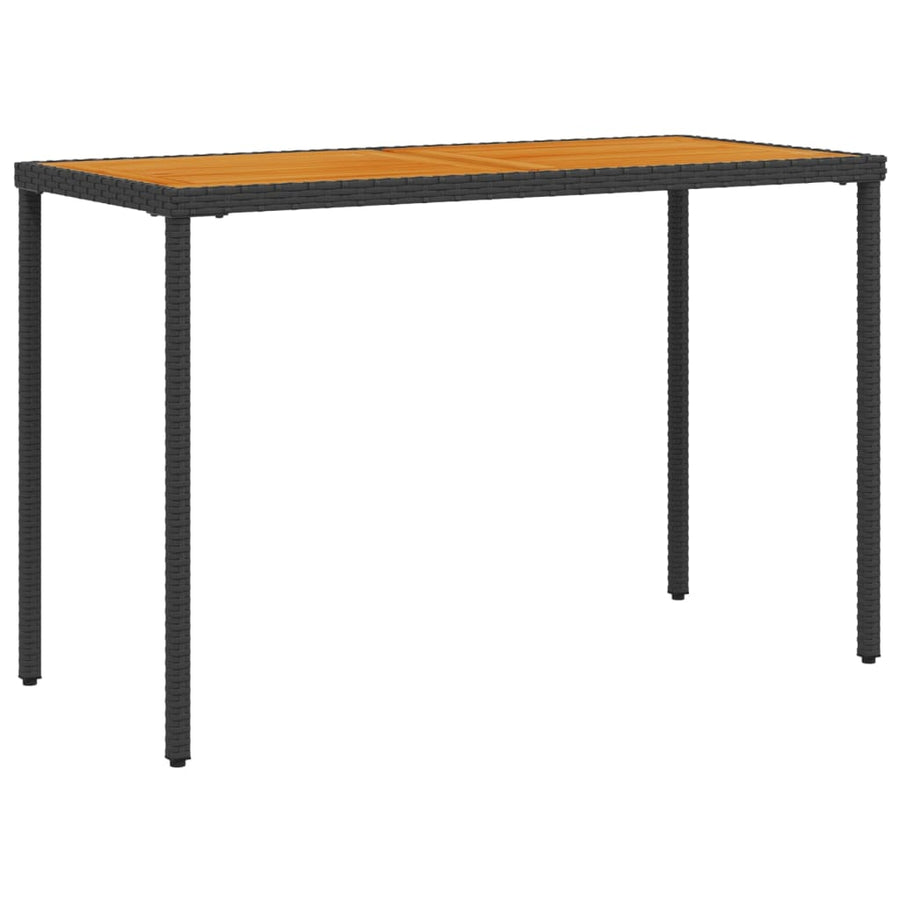 Tuintafel Met Acaciahouten Blad 115X54X74 Cm Poly Rattan Zwart