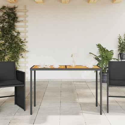 Tuintafel Met Acaciahouten Blad 115X54X74 Cm Poly Rattan Zwart