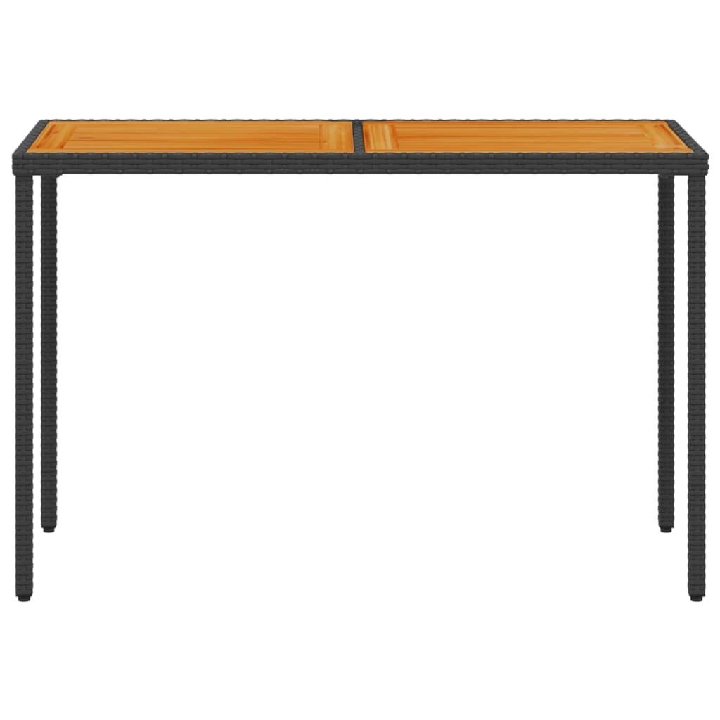 Tuintafel Met Acaciahouten Blad 115X54X74 Cm Poly Rattan Zwart