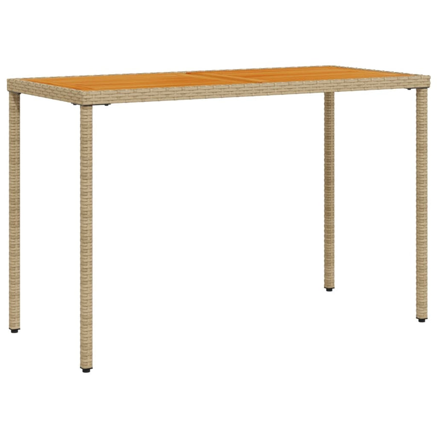 Tuintafel Met Acaciahouten Blad 115X54X74 Cm Poly Rattan Beige