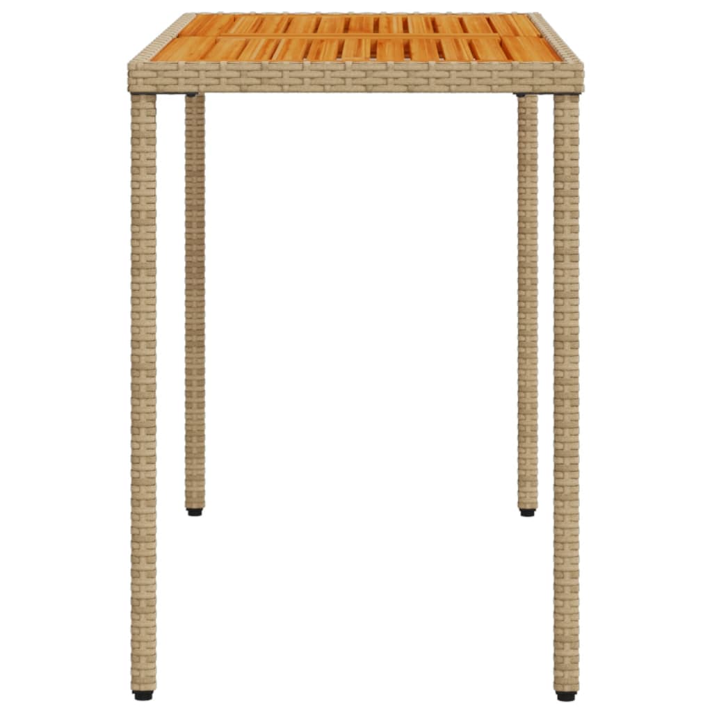 Tuintafel Met Acaciahouten Blad 115X54X74 Cm Poly Rattan Beige