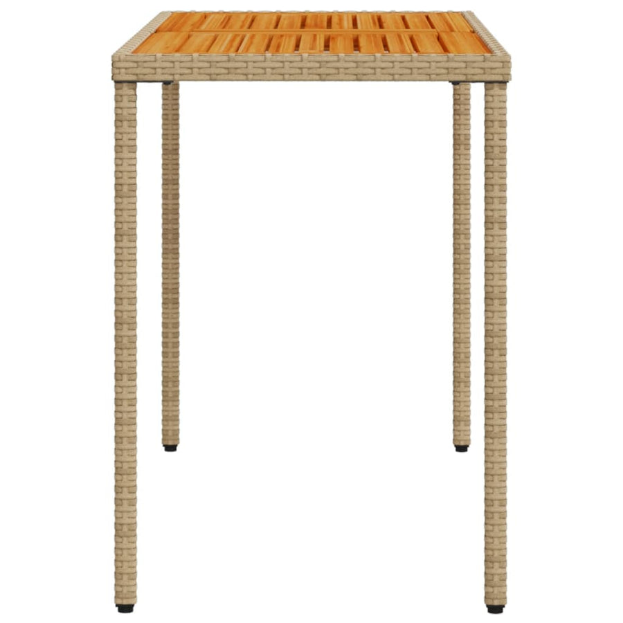 Tuintafel Met Acaciahouten Blad 115X54X74 Cm Poly Rattan Beige