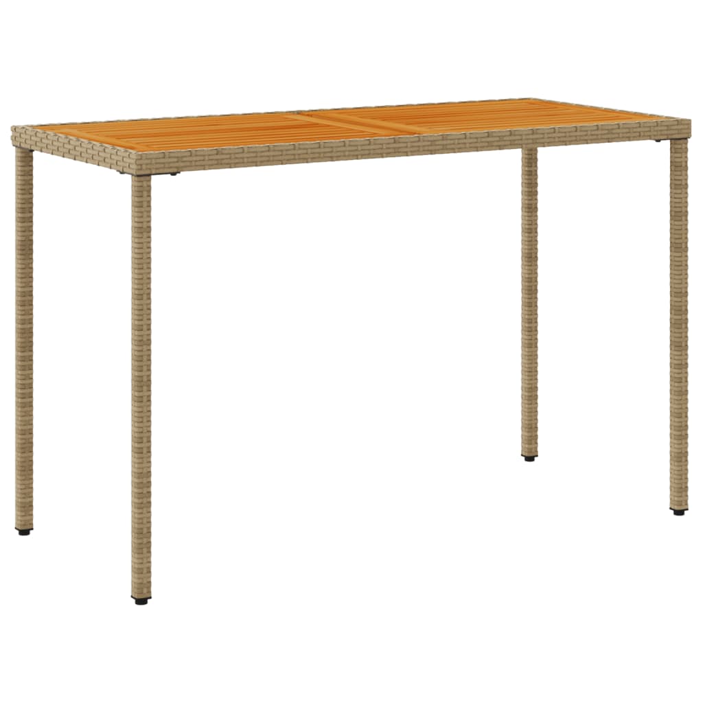 Tuintafel Met Acaciahouten Blad 115X54X74 Cm Poly Rattan Beige