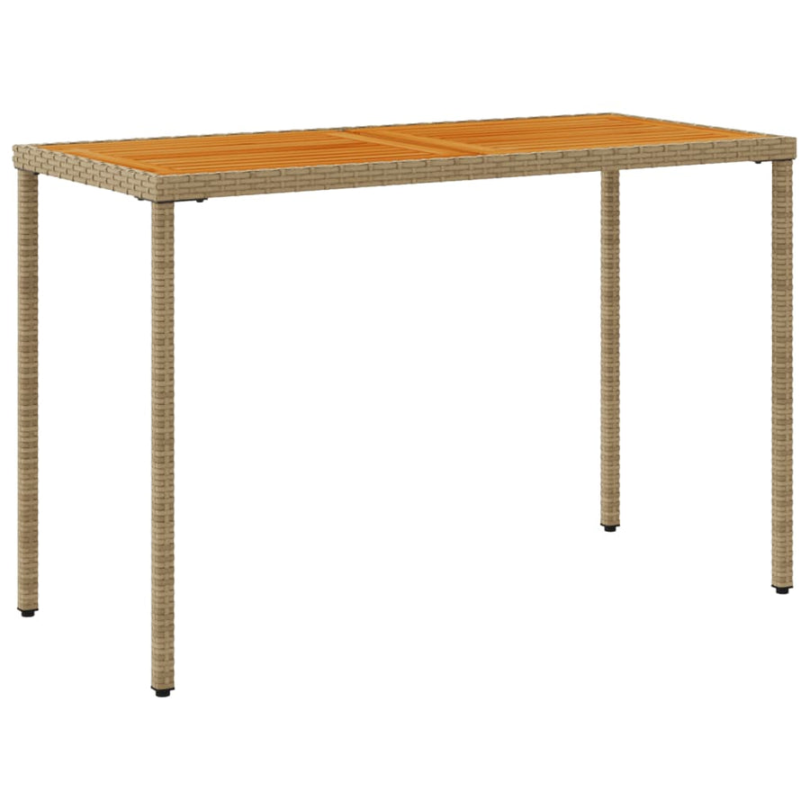 Tuintafel Met Acaciahouten Blad 115X54X74 Cm Poly Rattan Beige