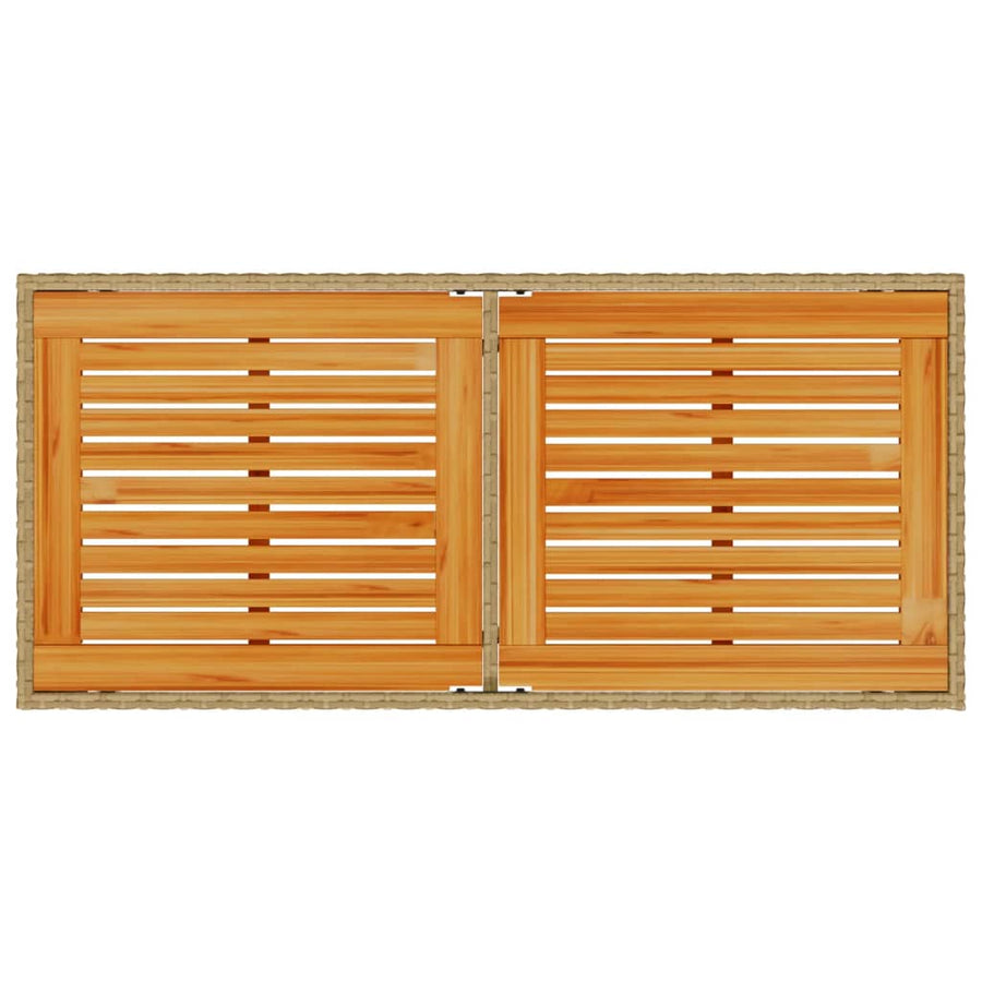 Tuintafel Met Acaciahouten Blad 115X54X74 Cm Poly Rattan Beige