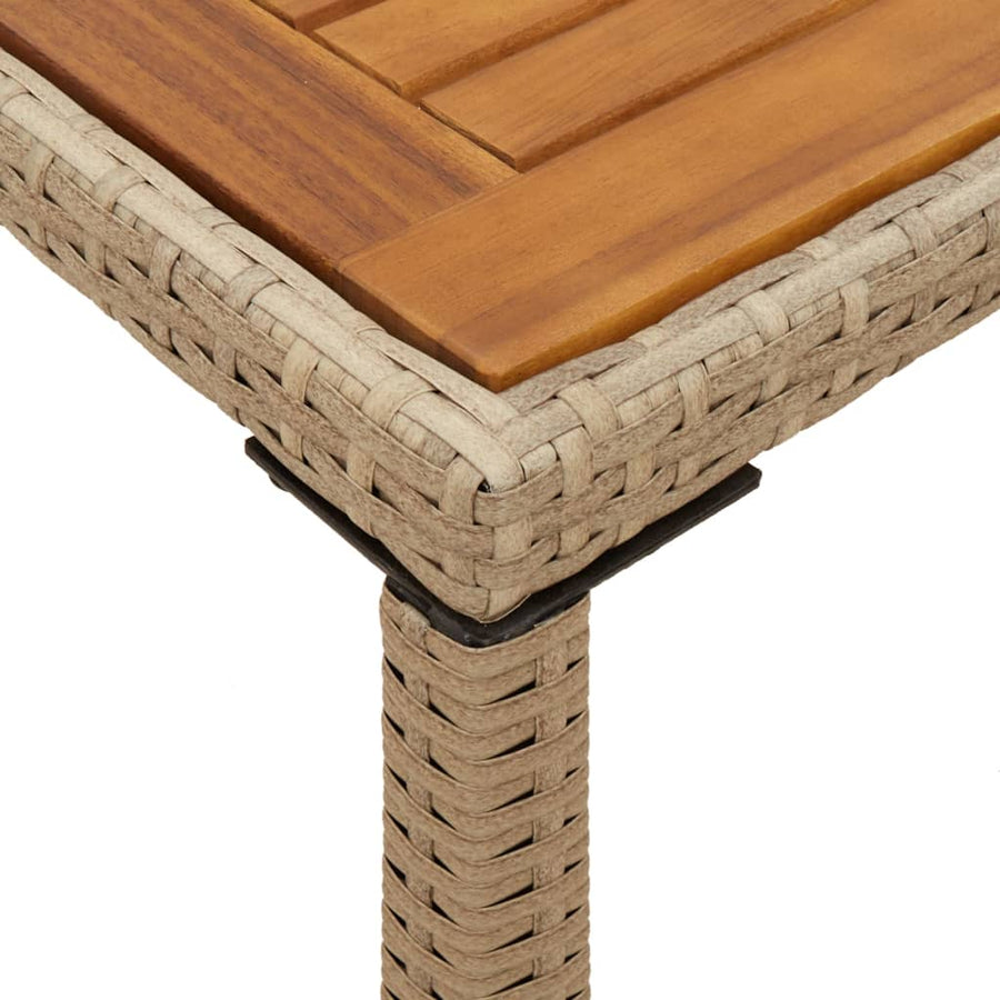Tuintafel Met Acaciahouten Blad 115X54X74 Cm Poly Rattan Beige