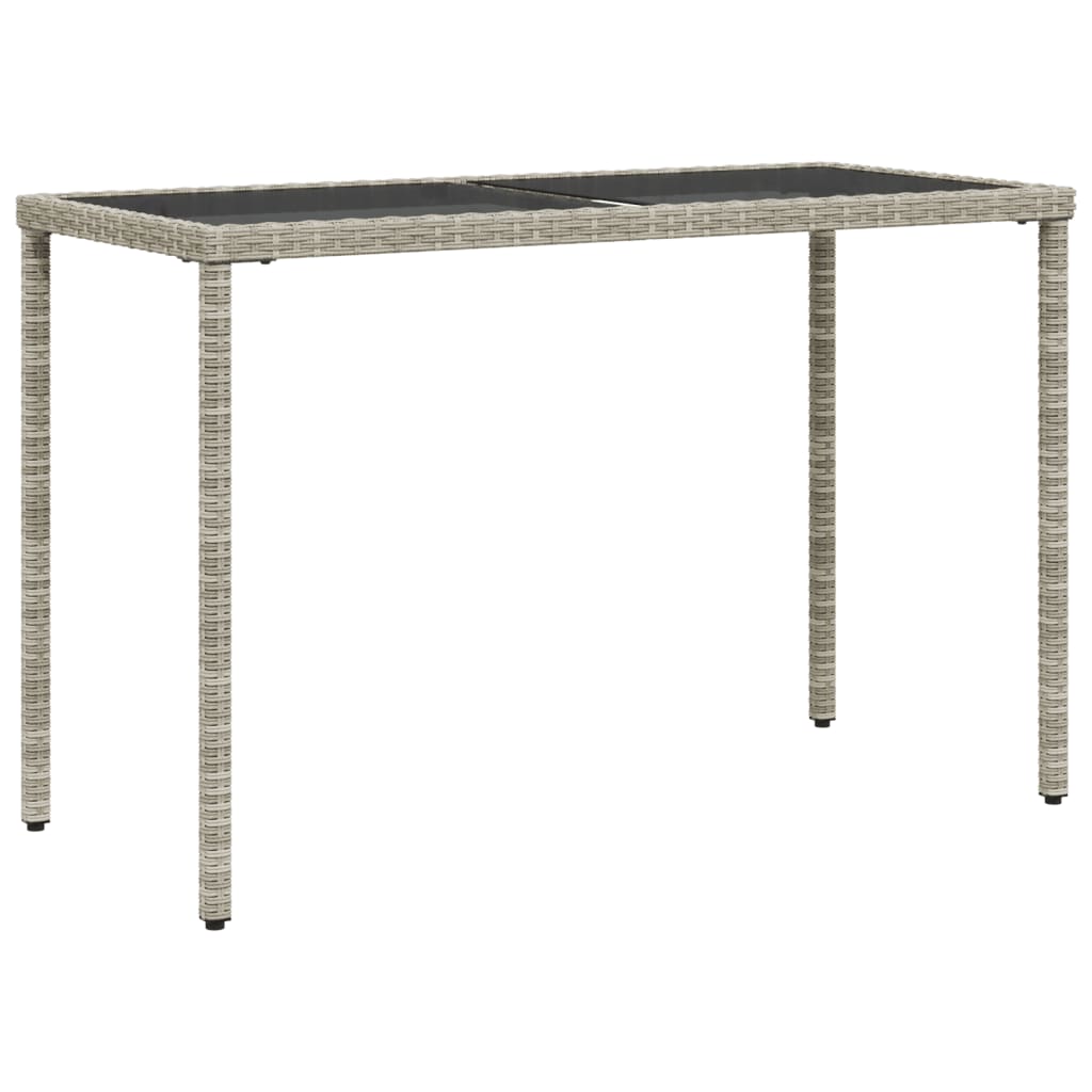 Tuintafel Met Glazen Blad 115X54X74 Cm Poly Rattan Lichtgrijs