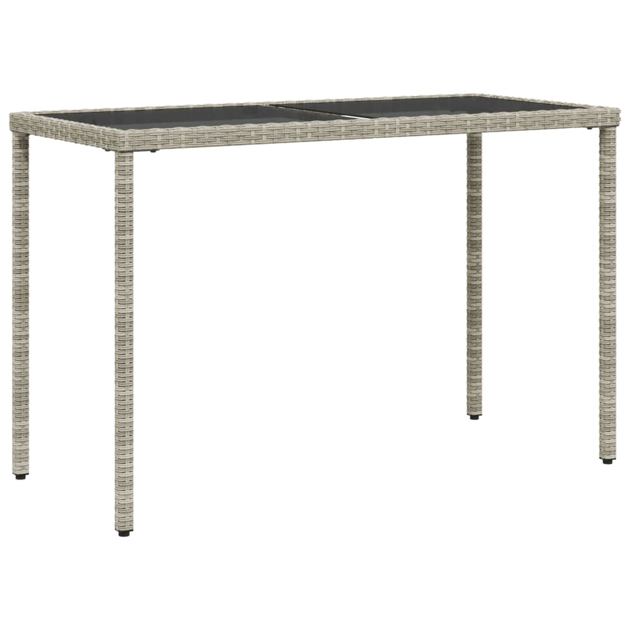 Tuintafel Met Glazen Blad 115X54X74 Cm Poly Rattan Lichtgrijs
