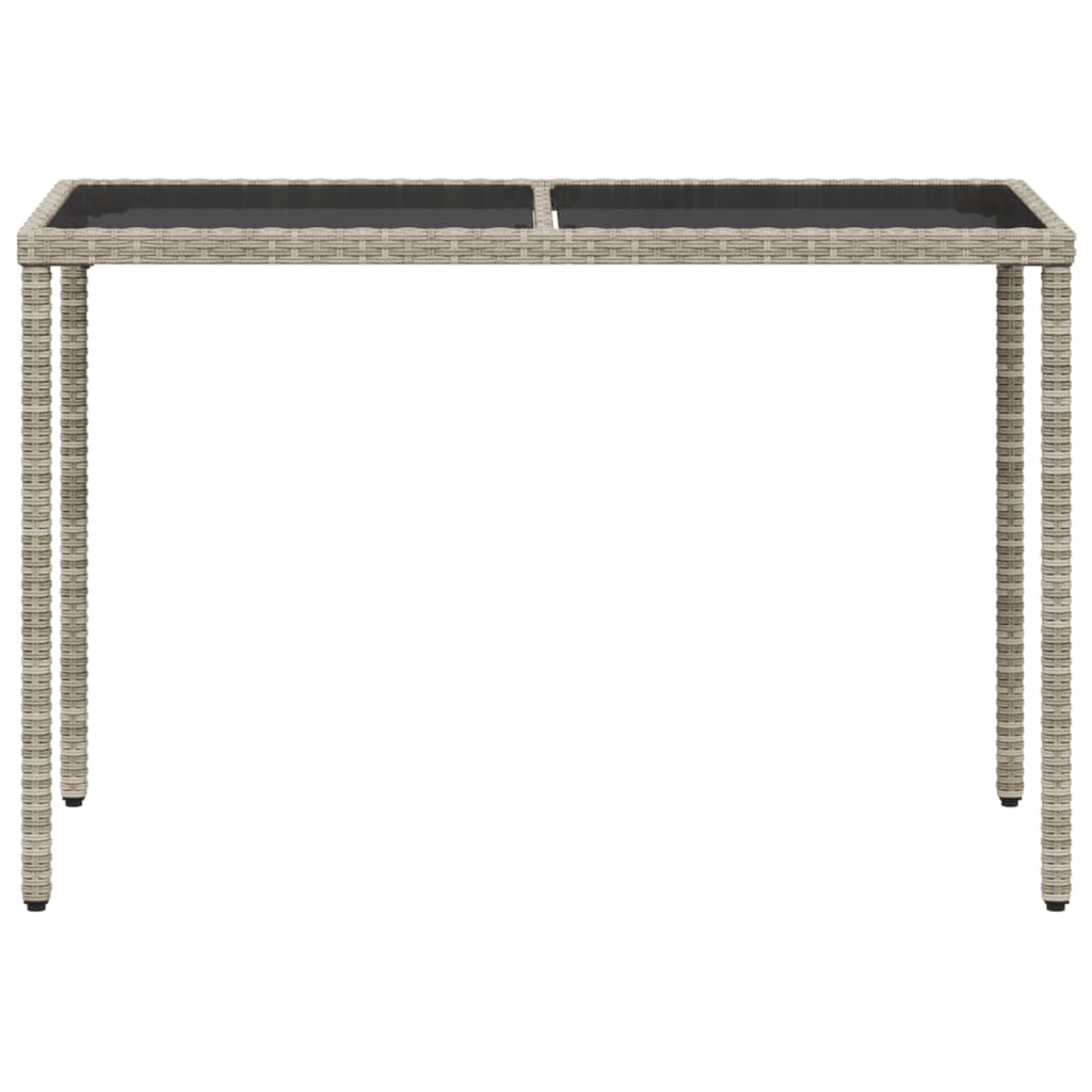 Tuintafel Met Glazen Blad 115X54X74 Cm Poly Rattan Lichtgrijs