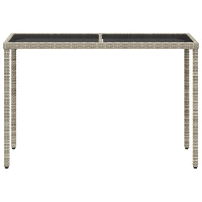 Tuintafel Met Glazen Blad 115X54X74 Cm Poly Rattan Lichtgrijs
