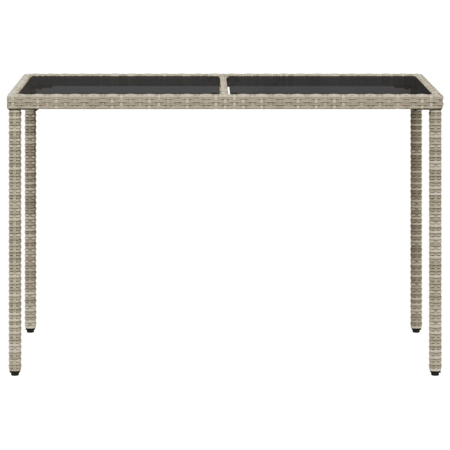 Tuintafel Met Glazen Blad 115X54X74 Cm Poly Rattan Lichtgrijs