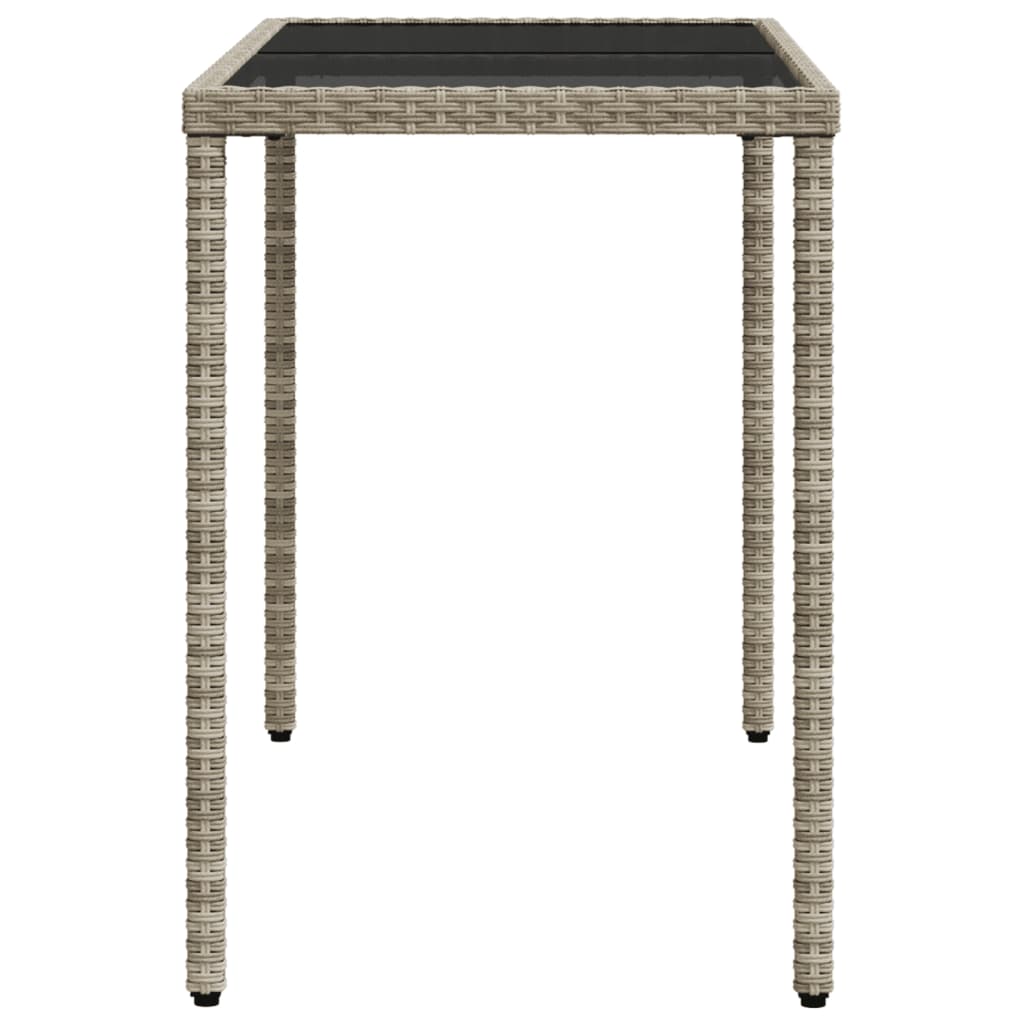 Tuintafel Met Glazen Blad 115X54X74 Cm Poly Rattan Lichtgrijs