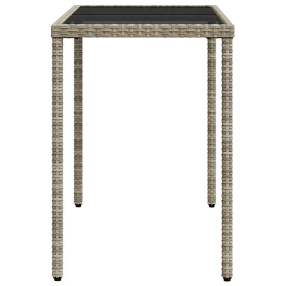 Tuintafel Met Glazen Blad 115X54X74 Cm Poly Rattan Lichtgrijs