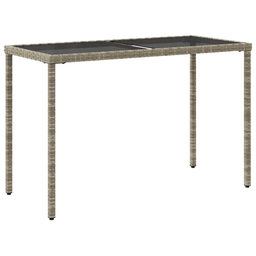 Tuintafel Met Glazen Blad 115X54X74 Cm Poly Rattan Lichtgrijs