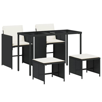 5-Delige Tuinset Met Kussens Poly Rattan Zwart