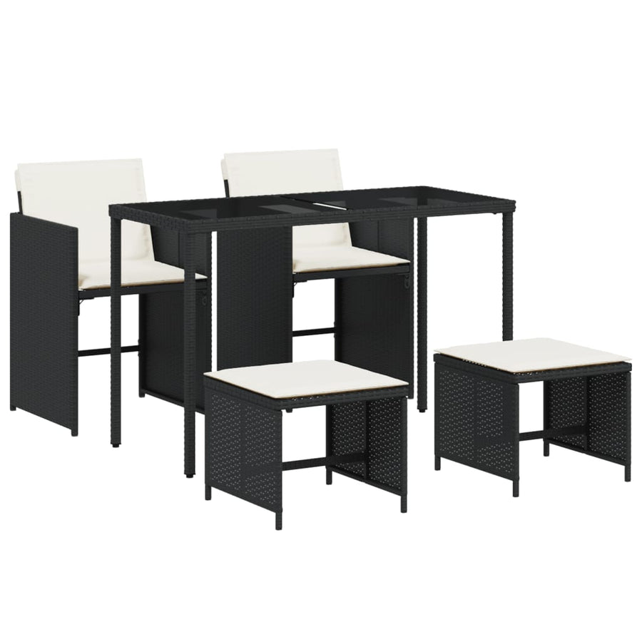 5-Delige Tuinset Met Kussens Poly Rattan Zwart
