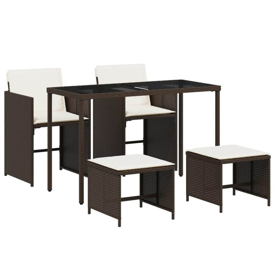 5-Delige Tuinset Met Kussens Poly Rattan Bruin