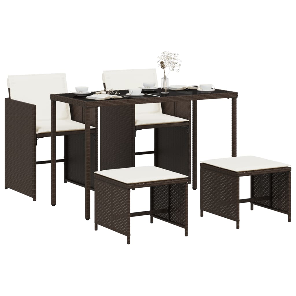 5-Delige Tuinset Met Kussens Poly Rattan Bruin