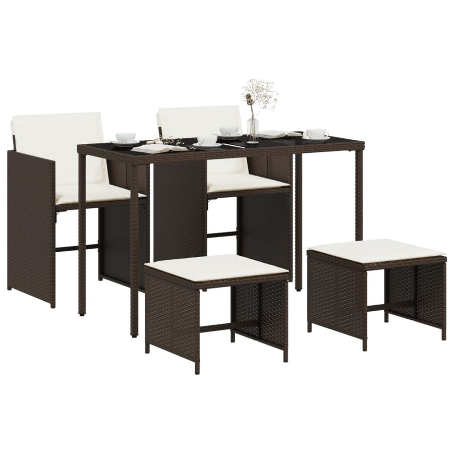 5-Delige Tuinset Met Kussens Poly Rattan Bruin
