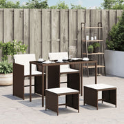 Tuinset 5-delig poly rattan bruin met kussens