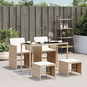 Tuinset 5-delig poly rattan beige met kussens