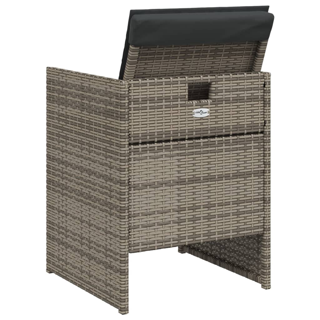 5-delige Tuinset met kussens poly rattan grijs