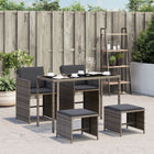5-piece Garden Set with Cushions Poly Rattan Grey