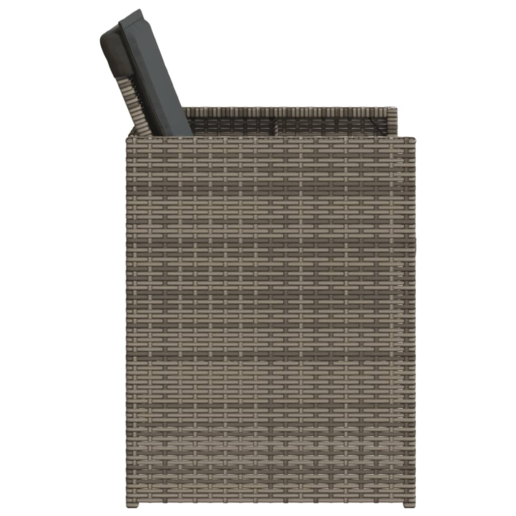 5-delige Tuinset met kussens poly rattan grijs