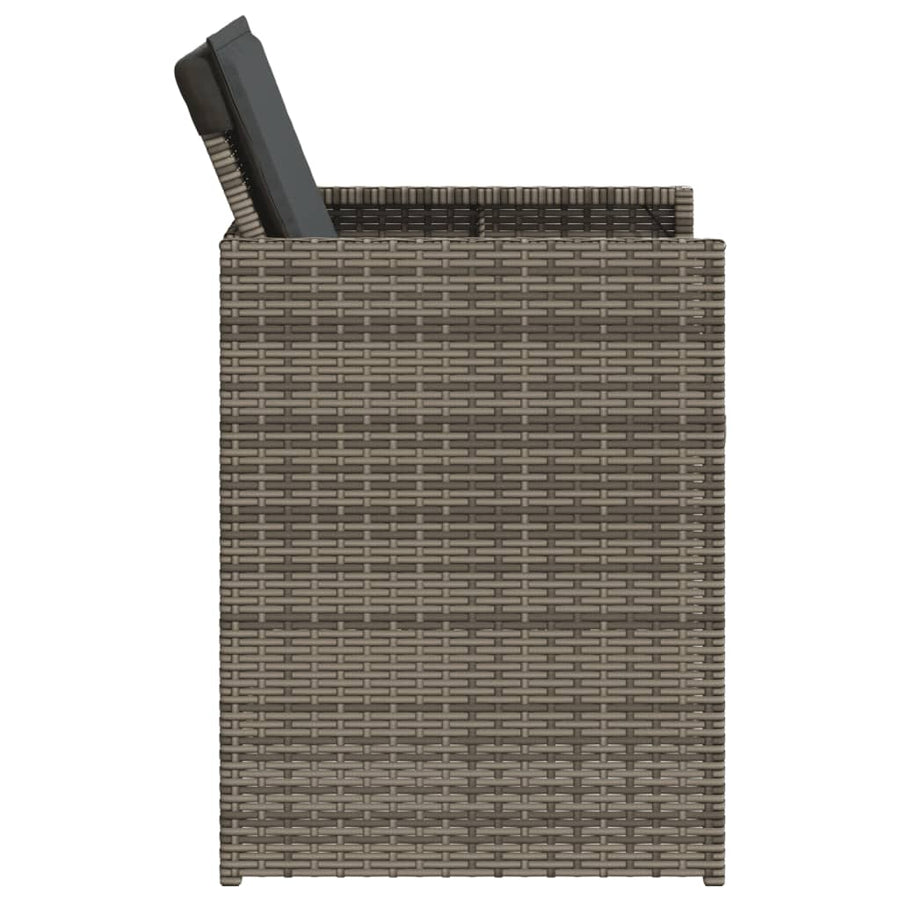 5-delige Tuinset met kussens poly rattan grijs