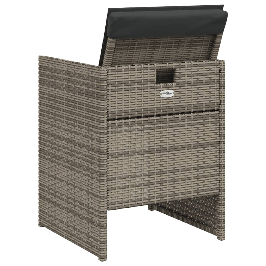 5-delige Tuinset met kussens poly rattan grijs